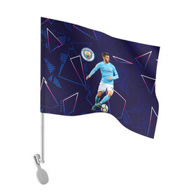 Флаг для автомобиля с принтом Silva Bernardo Манчестер Сити в Белгороде, 100% полиэстер | Размер: 30*21 см | manchester city | бернарду силва | манчестер сити | сборная португалии | футбол | футболист