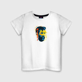 Детская футболка хлопок с принтом Лионель Месси в Белгороде, 100% хлопок | круглый вырез горловины, полуприлегающий силуэт, длина до линии бедер | barcelona | football | барселона | известная личность | футбол | футболист