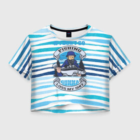 Женская футболка Crop-top 3D с принтом Рыбак хипстер с большой рыбой  в Белгороде, 100% полиэстер | круглая горловина, длина футболки до линии талии, рукава с отворотами | fish | лето | отдых | поклев | рыба | рыбалка | рыболов | спиннинг | удилище | удочка