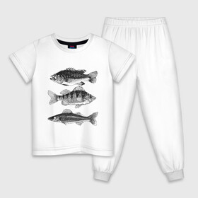Детская пижама хлопок с принтом караси в Белгороде, 100% хлопок |  брюки и футболка прямого кроя, без карманов, на брюках мягкая резинка на поясе и по низу штанин
 | Тематика изображения на принте: ocean | sea | sea animal | графика | карась | море | океан | река | рисунок рыбы | рыба | рыбалка