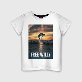 Детская футболка хлопок с принтом касатка в Белгороде, 100% хлопок | круглый вырез горловины, полуприлегающий силуэт, длина до линии бедер | ocean | orca | sea | sea animal | дельфин | касатка | кит | море | океан | освободите вилли | рисунок кита