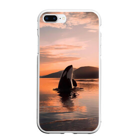 Чехол для iPhone 7Plus/8 Plus матовый с принтом касатки на закате в Белгороде, Силикон | Область печати: задняя сторона чехла, без боковых панелей | ocean | orca | sea | sea animal | дельфин | закат | касатка | кит | море | океан | рисунок кита