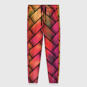 Женские брюки 3D с принтом Colorful weave в Белгороде, полиэстер 100% | прямой крой, два кармана без застежек по бокам, с мягкой трикотажной резинкой на поясе и по низу штанин. В поясе для дополнительного комфорта — широкие завязки | Тематика изображения на принте: colorful | texture | twist | weave | красочный | плетенка | текстура