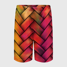 Детские спортивные шорты 3D с принтом Colorful weave в Белгороде,  100% полиэстер
 | пояс оформлен широкой мягкой резинкой, ткань тянется
 | Тематика изображения на принте: colorful | texture | twist | weave | красочный | плетенка | текстура