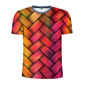 Мужская футболка 3D спортивная с принтом Colorful weave в Белгороде, 100% полиэстер с улучшенными характеристиками | приталенный силуэт, круглая горловина, широкие плечи, сужается к линии бедра | Тематика изображения на принте: colorful | texture | twist | weave | красочный | плетенка | текстура