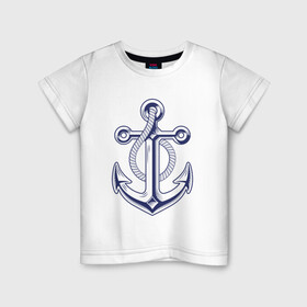 Детская футболка хлопок с принтом Якорь в Белгороде, 100% хлопок | круглый вырез горловины, полуприлегающий силуэт, длина до линии бедер | anchor | корабль | море | океан | тату | татуировка | шварт | якори