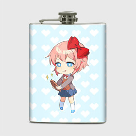 Фляга с принтом Chibi Sayori в Белгороде, металлический корпус | емкость 0,22 л, размер 125 х 94 мм. Виниловая наклейка запечатывается полностью | Тематика изображения на принте: ddlc | doki doki literature club | sayori | саёри | сайори