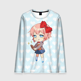 Мужской лонгслив 3D с принтом Chibi Sayori в Белгороде, 100% полиэстер | длинные рукава, круглый вырез горловины, полуприлегающий силуэт | Тематика изображения на принте: ddlc | doki doki literature club | sayori | саёри | сайори