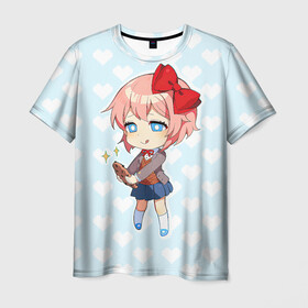 Мужская футболка 3D с принтом Chibi Sayori в Белгороде, 100% полиэфир | прямой крой, круглый вырез горловины, длина до линии бедер | ddlc | doki doki literature club | sayori | саёри | сайори