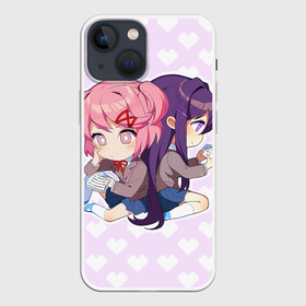 Чехол для iPhone 13 mini с принтом Chibi Natsuki and Yuri в Белгороде,  |  | ddlc | doki doki literature club | natsuki | yuri | натсуки | нацуки | юри