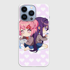 Чехол для iPhone 13 Pro с принтом Chibi Natsuki and Yuri в Белгороде,  |  | ddlc | doki doki literature club | natsuki | yuri | натсуки | нацуки | юри