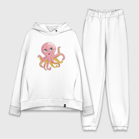 Женский костюм хлопок Oversize с принтом Осьминожка в Белгороде,  |  | cute | octopus | милый | осьминог | осьминожка | тентакли