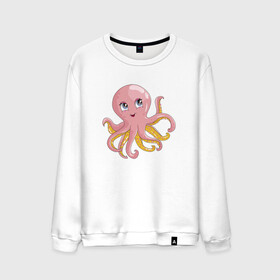 Мужской свитшот хлопок с принтом Осьминожка в Белгороде, 100% хлопок |  | Тематика изображения на принте: cute | octopus | милый | осьминог | осьминожка | тентакли