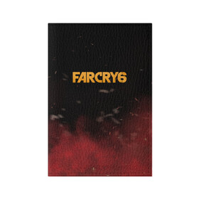Обложка для паспорта матовая кожа с принтом Far Cry 6 в Белгороде, натуральная матовая кожа | размер 19,3 х 13,7 см; прозрачные пластиковые крепления | far cry 6 | дым | игра | лого | надпись | частицы