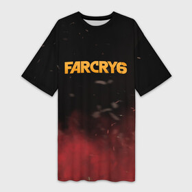 Платье-футболка 3D с принтом Far Cry 6 в Белгороде,  |  | far cry 6 | дым | игра | лого | надпись | частицы