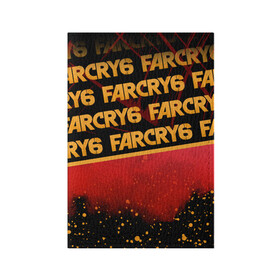 Обложка для паспорта матовая кожа с принтом Far Cry 6 в Белгороде, натуральная матовая кожа | размер 19,3 х 13,7 см; прозрачные пластиковые крепления | far cry 6 | дым | игра | капли | лого | надпись | частицы
