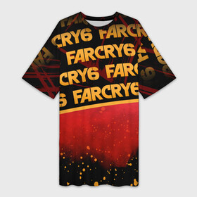Платье-футболка 3D с принтом Far Cry 6 в Белгороде,  |  | far cry 6 | дым | игра | капли | лого | надпись | частицы