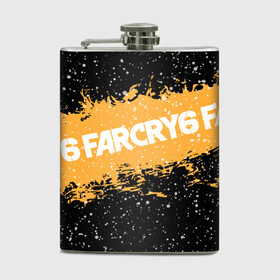 Фляга с принтом Far Cry 6 в Белгороде, металлический корпус | емкость 0,22 л, размер 125 х 94 мм. Виниловая наклейка запечатывается полностью | far cry 6 | игра | капли | лого | надпись | снег | частицы