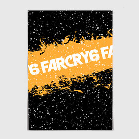 Постер с принтом Far Cry 6 в Белгороде, 100% бумага
 | бумага, плотность 150 мг. Матовая, но за счет высокого коэффициента гладкости имеет небольшой блеск и дает на свету блики, но в отличии от глянцевой бумаги не покрыта лаком | far cry 6 | игра | капли | лого | надпись | снег | частицы