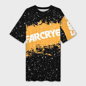 Платье-футболка 3D с принтом Far Cry 6 в Белгороде,  |  | far cry 6 | игра | капли | лого | надпись | снег | частицы
