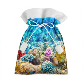 Подарочный 3D мешок с принтом Риф в Белгороде, 100% полиэстер | Размер: 29*39 см | Тематика изображения на принте: коралловый риф | полосатые рыбы | риф | рыбы | сказочный риф