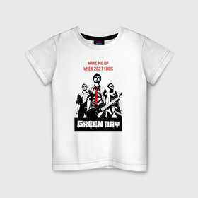 Детская футболка хлопок с принтом Green day: wake me up в Белгороде, 100% хлопок | круглый вырез горловины, полуприлегающий силуэт, длина до линии бедер | billie joe armstrong | green day | punk | rock | wake me up | билли джо | грин дей | панк | рок