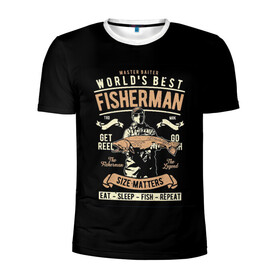 Мужская футболка 3D спортивная с принтом Размер Рыбака Имеет Значение в Белгороде, 100% полиэстер с улучшенными характеристиками | приталенный силуэт, круглая горловина, широкие плечи, сужается к линии бедра | вылавливание рыбы | ловля рыбы | рыбак | рыбалка | рыбная ловля | рыболовство