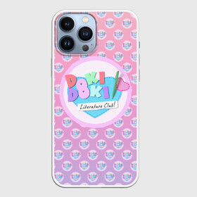 Чехол для iPhone 13 Pro Max с принтом Doki Doki Literature Club | Лого паттерн (Z) в Белгороде,  |  | Тематика изображения на принте: doki doki | doki doki literature club | monika | natsuki | sayori | team salvato | yuri | доки | доки доки | литературный клуб | моника | нацуки | саёри | юри