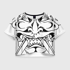 Женская футболка Crop-top 3D с принтом Tattoo T-shirt Samurai в Белгороде, 100% полиэстер | круглая горловина, длина футболки до линии талии, рукава с отворотами | minimal | samurai | tattoo | минимализм | самурай | тату | япония