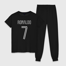 Женская пижама хлопок с принтом Ronaldo 7 номер на груди в Белгороде, 100% хлопок | брюки и футболка прямого кроя, без карманов, на брюках мягкая резинка на поясе и по низу штанин | 7 | champion | cr7 | cristiano ronaldo | fifa | football | football club | juventus | soccer | uefa | игра | криштиану роналду | лига чемпионов | реал мадрид | сборная португалии | спорт | уефа | фифа | фк | футбол | футболь