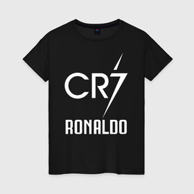 Женская футболка хлопок с принтом CR7 Cristiano Ronaldo logo в Белгороде, 100% хлопок | прямой крой, круглый вырез горловины, длина до линии бедер, слегка спущенное плечо | 7 | champion | cr7 | cristiano ronaldo | fifa | football | football club | juventus | soccer | uefa | игра | криштиану роналду | лига чемпионов | реал мадрид | сборная португалии | спорт | уефа | фифа | фк | футбол | футболь