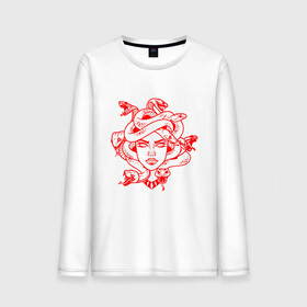 Мужской лонгслив хлопок с принтом Tattoo T-shirt Medusa Red в Белгороде, 100% хлопок |  | minimal | tattoo | медуза | минимализм | мифология | тату