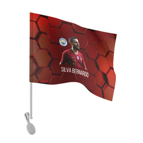 Флаг для автомобиля с принтом Silva Bernardo Манчестер Сити в Белгороде, 100% полиэстер | Размер: 30*21 см | manchester city | бернарду силва | манчестер сити | сборная португалии | футбол | футболист