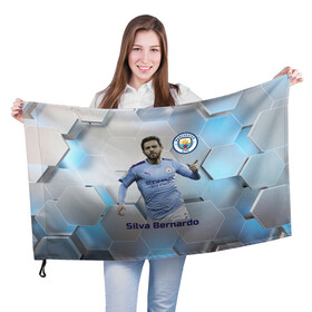 Флаг 3D с принтом Silva Bernardo Манчестер Сити в Белгороде, 100% полиэстер | плотность ткани — 95 г/м2, размер — 67 х 109 см. Принт наносится с одной стороны | manchester city | бернарду силва | манчестер сити | сборная португалии | футбол | футболист