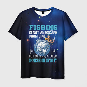 Мужская футболка 3D с принтом FISHING PLANET Рыбалка в Белгороде, 100% полиэфир | прямой крой, круглый вырез горловины, длина до линии бедер | fish | карп | лето | отдых | поклев | рыба | рыбалка | рыболов | спиннинг | удилище | удочка