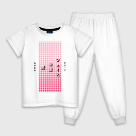 Детская пижама хлопок с принтом Good Mood в Белгороде, 100% хлопок |  брюки и футболка прямого кроя, без карманов, на брюках мягкая резинка на поясе и по низу штанин
 | checkered | gradient | hieroglyphs | japanese | neon | градиент | иероглифы | клетка | неон | японский