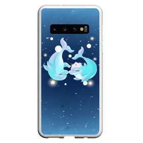 Чехол для Samsung Galaxy S10 с принтом Два дельфина в Белгороде, Силикон | Область печати: задняя сторона чехла, без боковых панелей | Тематика изображения на принте: cute | dolphin | два дельфина | дельфин | дельфинами | милый | мир | подводный