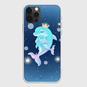 Чехол для iPhone 12 Pro с принтом Два дельфина в Белгороде, силикон | область печати: задняя сторона чехла, без боковых панелей | Тематика изображения на принте: cute | dolphin | два дельфина | дельфин | дельфинами | милый | мир | подводный