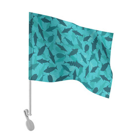 Флаг для автомобиля с принтом Морские жители в Белгороде, 100% полиэстер | Размер: 30*21 см | fish | shark | акулы | жители | морские | паттерн | подводный мир | рыбы
