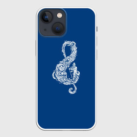 Чехол для iPhone 13 mini с принтом Звуки Океана в Белгороде,  |  | fish | inhabitants | marine | music | note | ocean | poseidon | sea | sound | treble clef | trident | water | вода | жители | звук | ключ | море | морские | музыка | нота | обитатели | океан | посейдон | рыбы | скрипичный | трезубец