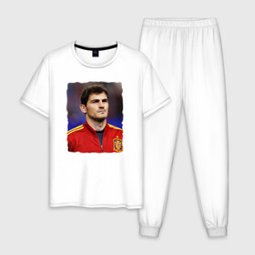 Мужская пижама хлопок с принтом Iker Casillas/Икер Касильяс  в Белгороде, 100% хлопок | брюки и футболка прямого кроя, без карманов, на брюках мягкая резинка на поясе и по низу штанин
 | Тематика изображения на принте: iker casillas | известные личности | икер касильяс | испания | мужчинам | сборная испании | спорт | спортсмены | футбол | футболист | хобби