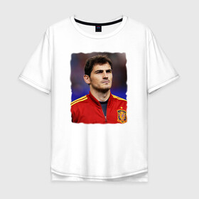 Мужская футболка хлопок Oversize с принтом Iker Casillas/Икер Касильяс  в Белгороде, 100% хлопок | свободный крой, круглый ворот, “спинка” длиннее передней части | Тематика изображения на принте: iker casillas | известные личности | икер касильяс | испания | мужчинам | сборная испании | спорт | спортсмены | футбол | футболист | хобби