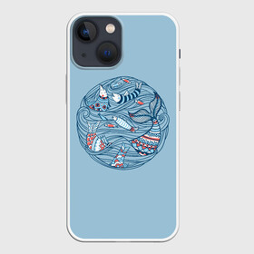 Чехол для iPhone 13 mini с принтом Sea Circle в Белгороде,  |  | circle | fish | inhabitants | marine | ocean | sea | water | waves | вода | волны | жители | круг | море | морсие | морской | оитатели | океан | рыба