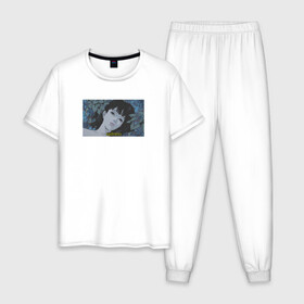 Мужская пижама хлопок с принтом Perfect Blue в Белгороде, 100% хлопок | брюки и футболка прямого кроя, без карманов, на брюках мягкая резинка на поясе и по низу штанин
 | Тематика изображения на принте: anime | sadness | аниме | девушка | эстетика