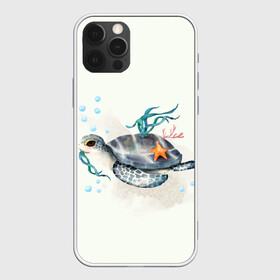 Чехол для iPhone 12 Pro Max с принтом черепашка в Белгороде, Силикон |  | Тематика изображения на принте: ocean | sea | sea animal | акварель | водоросли | графика | море | океан | подводный мир | черепаха