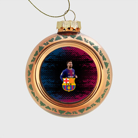 Стеклянный ёлочный шар с принтом Barcelona Лионель Месси в Белгороде, Стекло | Диаметр: 80 мм | barca | barcelona | fc barca | lionel messi | барка | барселона | лионель месси
