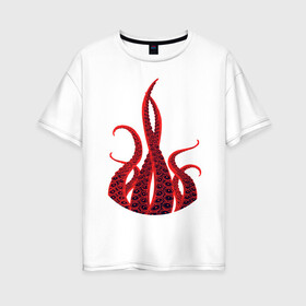 Женская футболка хлопок Oversize с принтом Octopus Осьминог в Белгороде, 100% хлопок | свободный крой, круглый ворот, спущенный рукав, длина до линии бедер
 | animal | beast | kraken | ocean | octopus | sea | ship | water | вода | животные | звери | кракен | море | океан | осьминог | рыбы | щупальца