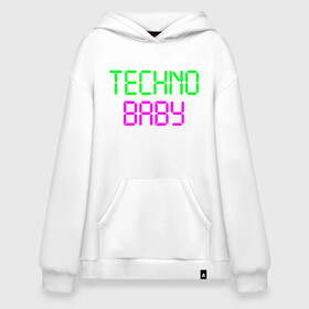 Худи SuperOversize хлопок с принтом techno baby в Белгороде, 70% хлопок, 30% полиэстер, мягкий начес внутри | карман-кенгуру, эластичная резинка на манжетах и по нижней кромке, двухслойный капюшон
 | rave | techno | музыка | рейв | техно