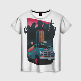 Женская футболка 3D с принтом Hotline Florida 1991 3D в Белгороде, 100% полиэфир ( синтетическое хлопкоподобное полотно) | прямой крой, круглый вырез горловины, длина до линии бедер | florida | hotline | hotline miami | грузовик | гусь | звери | зебра | медведь | надписи | розовый | тигр