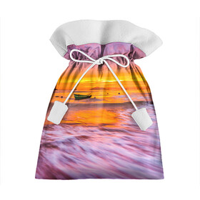 Подарочный 3D мешок с принтом Закат на пляже в Белгороде, 100% полиэстер | Размер: 29*39 см | закат | лето | лодка на берегу | пляж